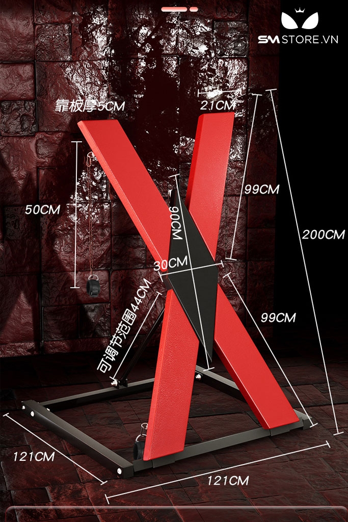 SMT812 - Đồ chơi BDSM cố định tư thế giá chữ X dài 200cm