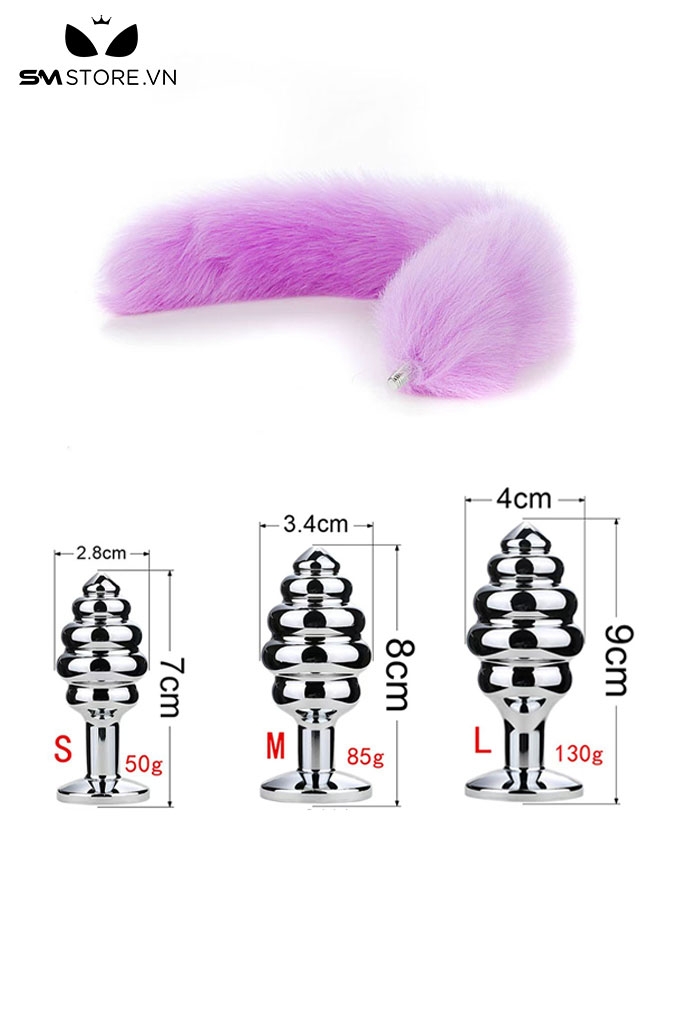 SMT045 - Đuôi cáo cosplay 1 màu với phích xoắn ốc inox có 3 size