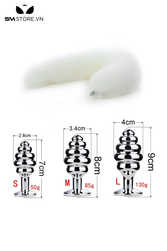 SMT045 - Đuôi cáo cosplay 1 màu với phích xoắn ốc inox có 3 size