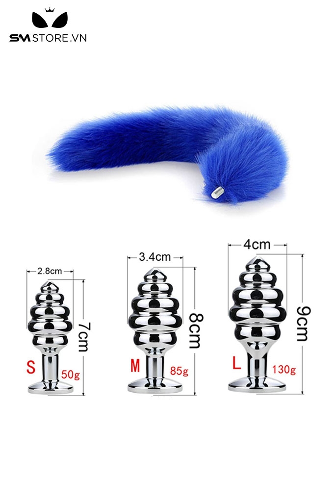 SMT045 - Đuôi cáo cosplay 1 màu với phích xoắn ốc inox có 3 size