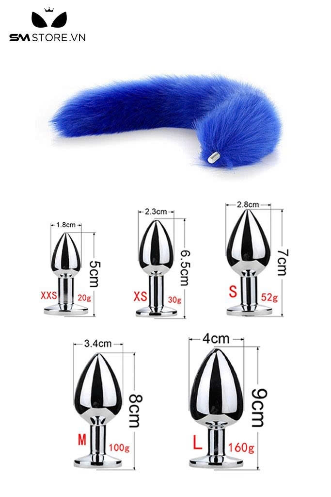 SMT040 - Đuôi cáo 1 màu phích trơn inox 5 size có thể tháo rời