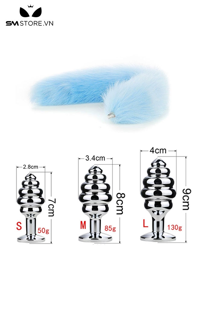 SMT045 - Đuôi cáo cosplay 1 màu với phích xoắn ốc inox có 3 size