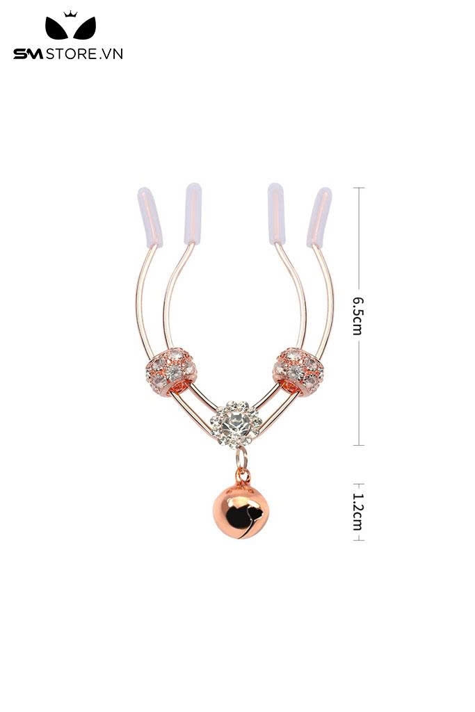 SMT2615 - Kẹp âm vật mix kèm chuông có nấc điều chỉnh dài 6.5cm