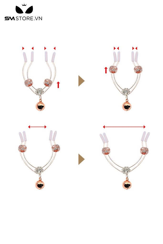 SMT2615 - Kẹp âm vật mix kèm chuông có nấc điều chỉnh dài 6.5cm