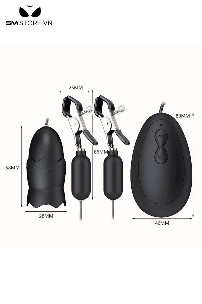 SMT2912 - Kẹp âm vật rung kèm trứng có lưỡi liếm điều khiển có dây