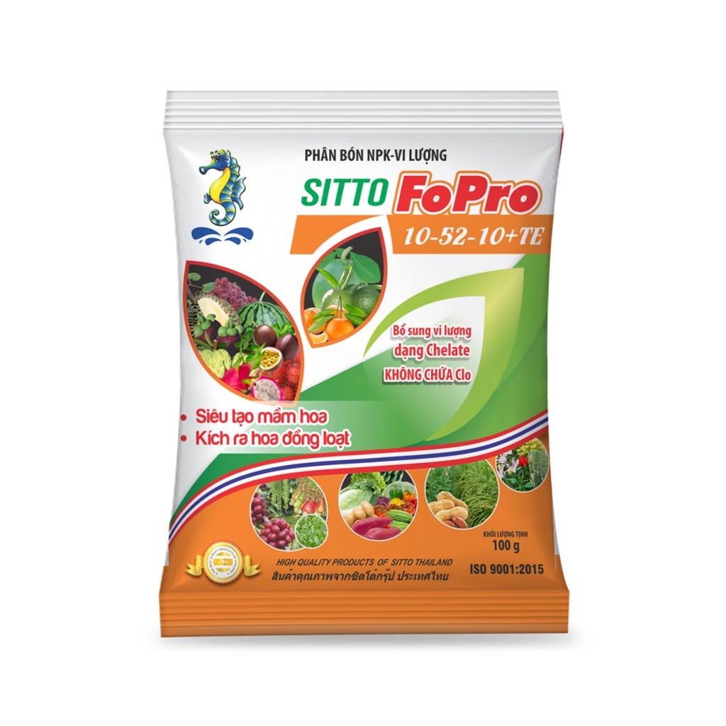 Phân bón lá NPK hòa tan Sitto FoPro 10-52-10 +TE gói 100g