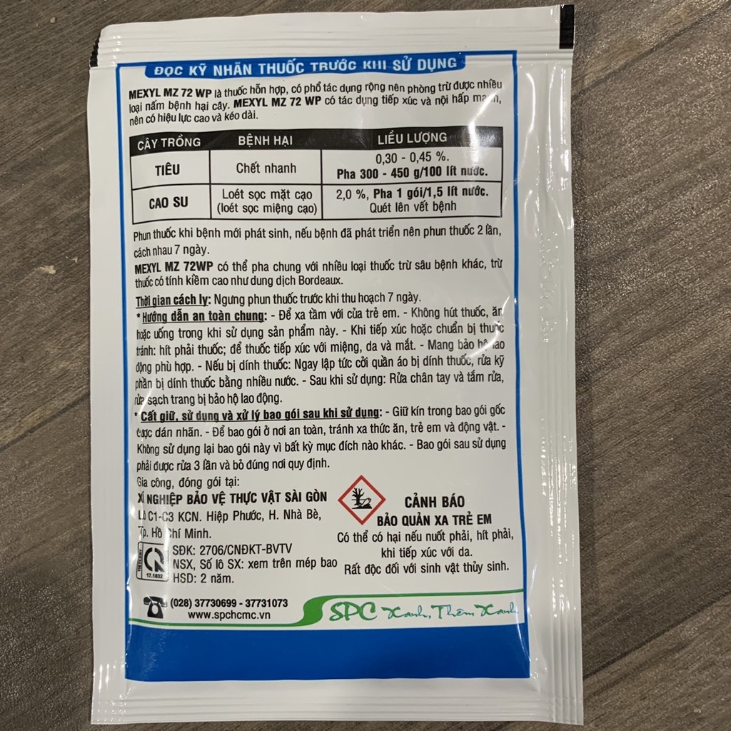 Mexyl MZ 72WP 30g SPC - Trừ Bệnh Vàng Lá, Thối Rễ Và Các Loại Nấm Hại Cây Trồng