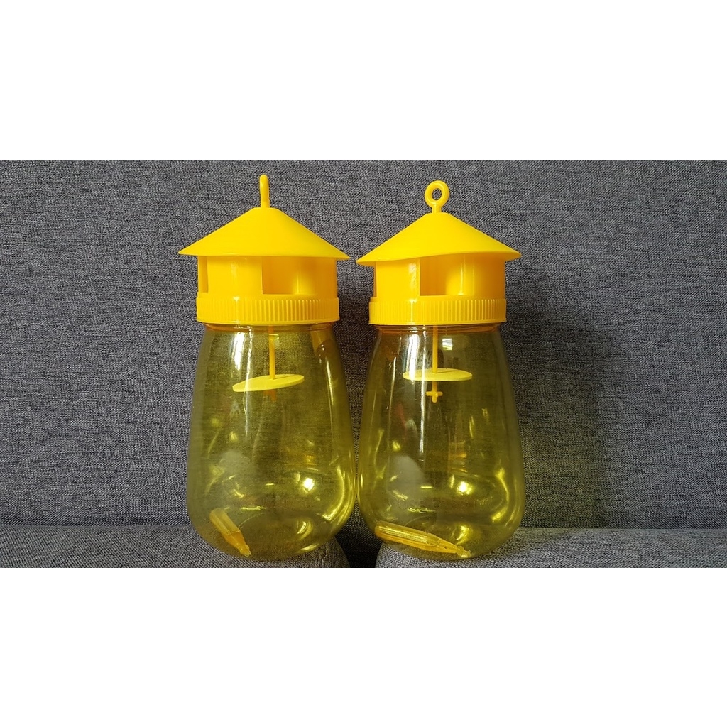 Lồng bẫy ruồi vàng 1L hũ bắt côn trùng kèm thuốc dẫn dụ hàng chính hãng