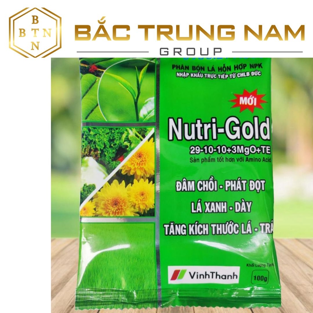Phân bón Nutri Gold 29-10-10 gói 100gr phát chồi đọt , xanh lá phát triển cây