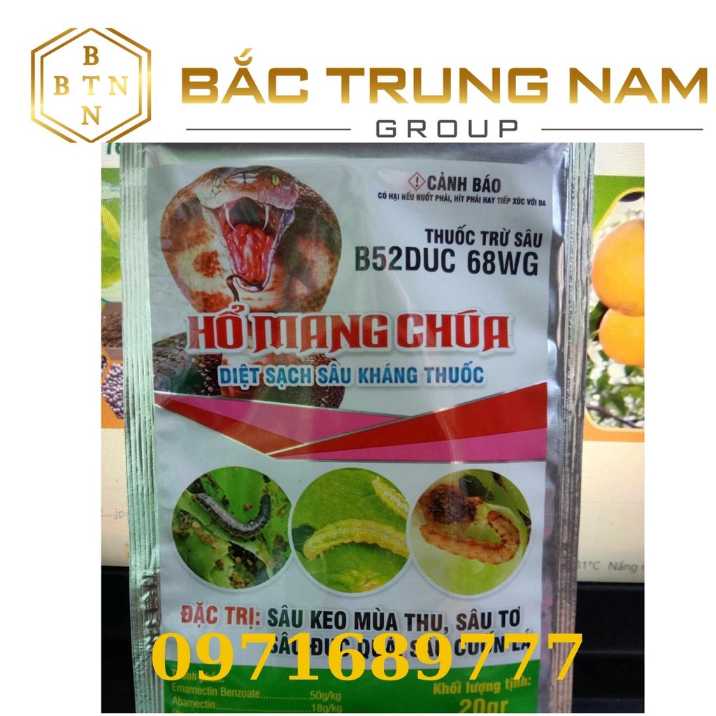 Thuốc Trừ Sâu  B52DUC 68WG - Hổ Mang Chúa - đặc trị sâu xanh, sâu đục quả, sâu tơ, sâu cuốn lá, bọ trĩ gói 20gr