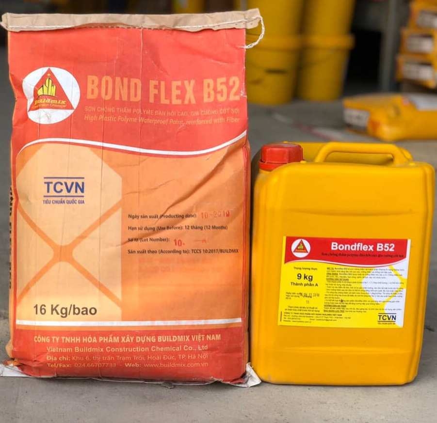 Buildmix BondFlex B52 Gey - Bộ 25kg - Chống thấm 2 thành phần Xi măng + Polymer gia cường cốt sợi thuỷ tinh