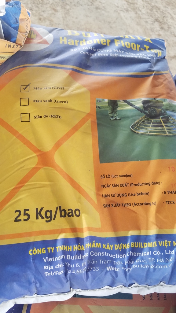 Buildmix Hardener Floor-Top Grey 25kg - Bột rắc tăng cứng sàn màu Xám