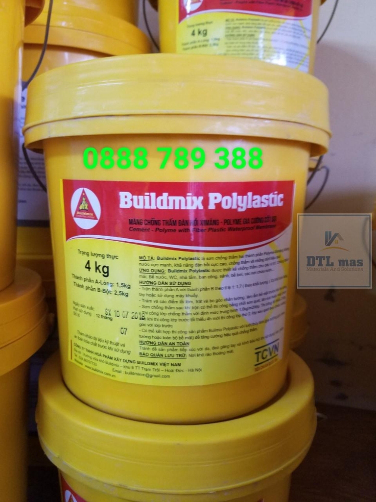 Buildmix Polylastic 4Kg - Chống thấm 2 thành phần gốc Xi măng - Polymer