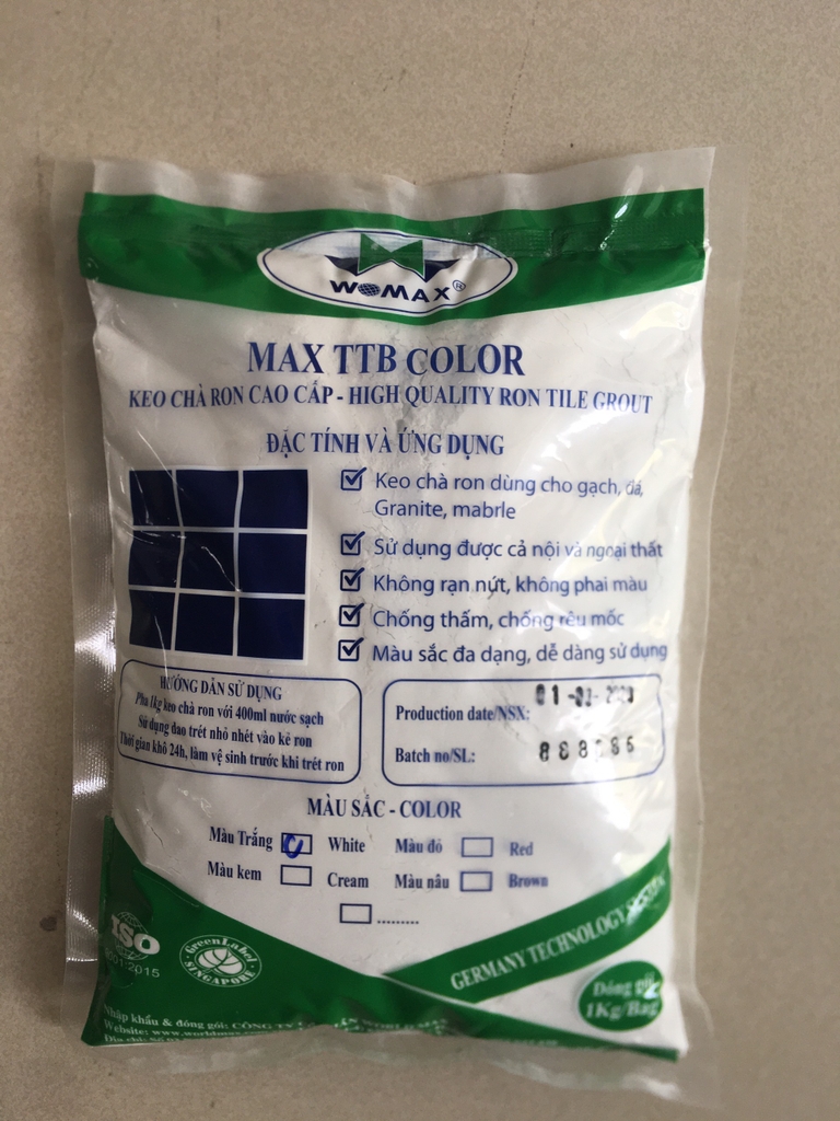 Max TTB Grout 1kg - Màu Xám - Bột chít mạch, bột chà ron cao cấp