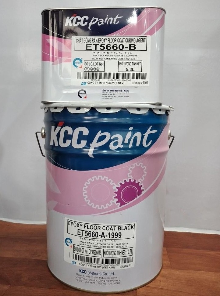 Sơn Phủ Epoxy KCC ET5660 Bộ 16L – 2 Thành Phần Hệ Lăn Màu Đặc Biệt A1999 (Đen), A9000 (Trong)