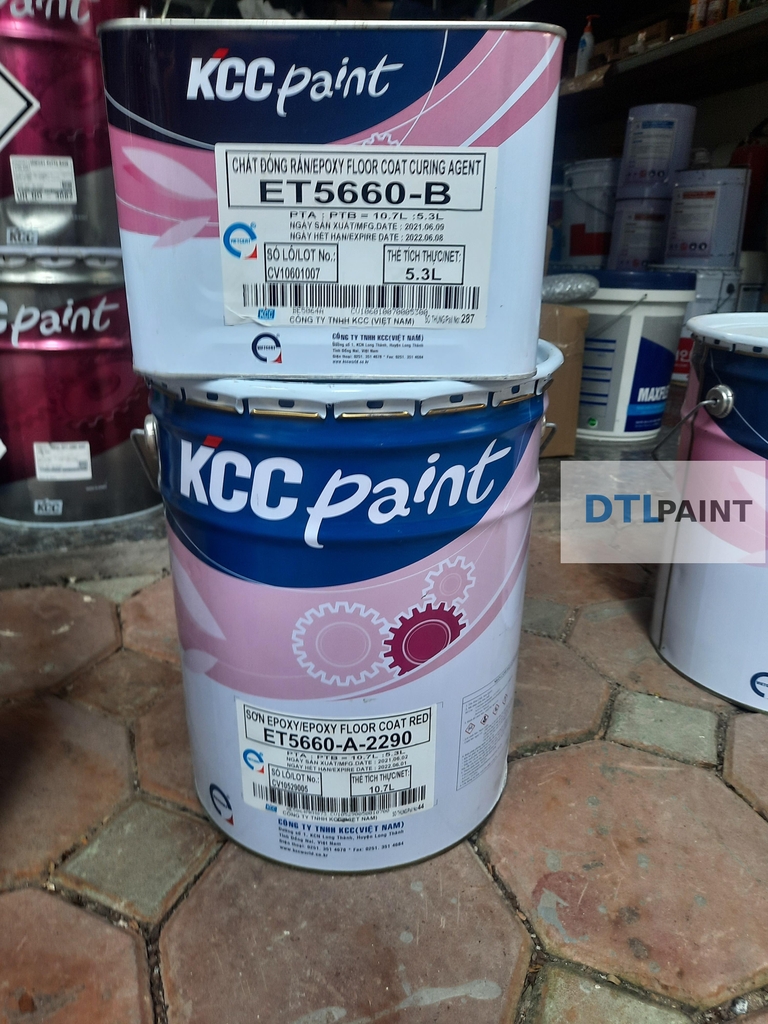 Sơn Epoxy KCC ET5660 Red2290 16L – Sơn Sàn 2 Thành Phần Hệ Lăn Màu Đỏ