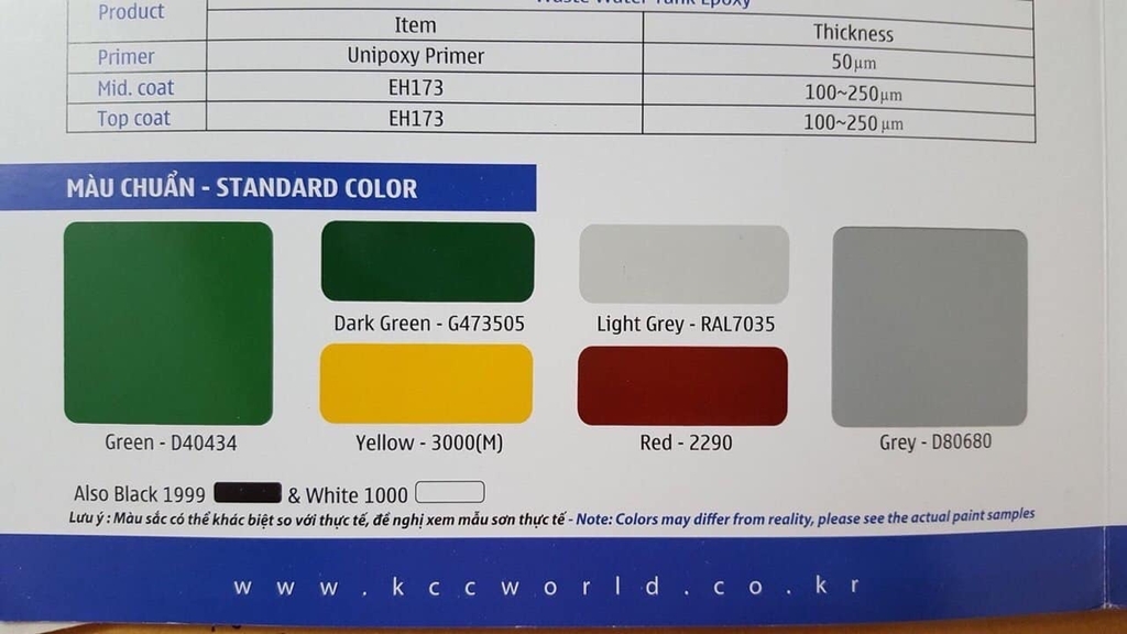 Sơn Phủ Epoxy KCC ET5660 Bộ 16L – 2 Thành Phần Hệ Lăn Màu Đặc Biệt A1999 (Đen), A9000 (Trong)