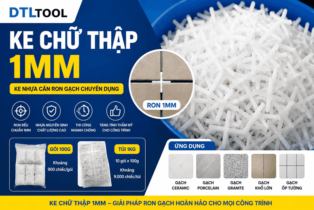 Ke Chữ Thập 1mm | Ke Nhựa Căn Ron Gạch 1mm, Ke Cộng Ốp Lát Chuyên Dụng
