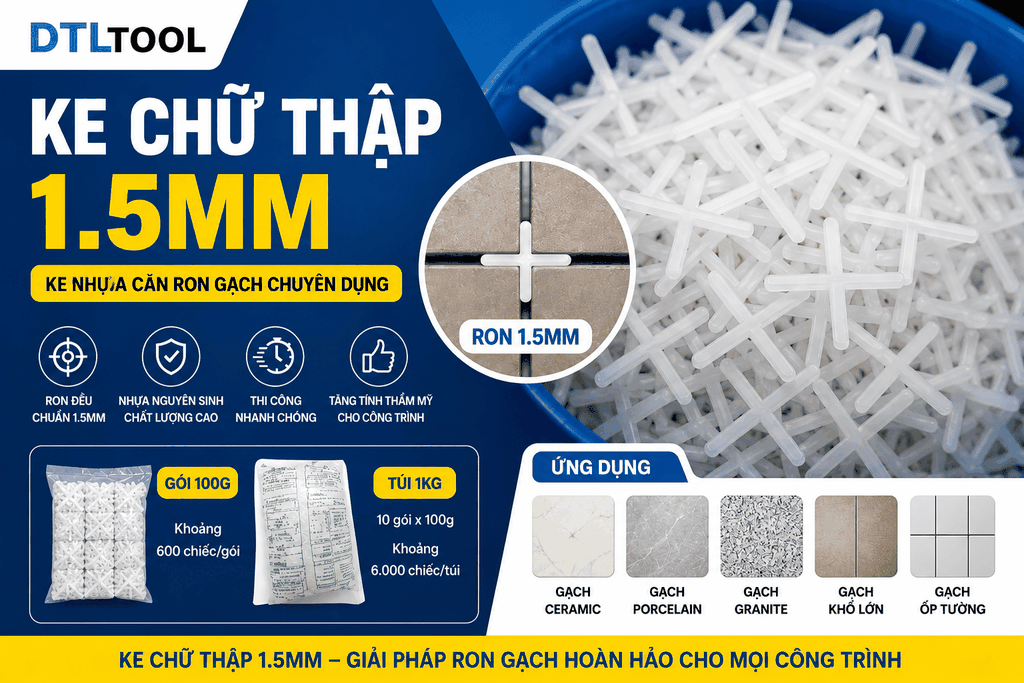 Ke Chữ Thập 1.5mm | Ke Nhựa Căn Ron Gạch 1.5mm, Ke Cộng Ốp Lát Chuyên Dụng
