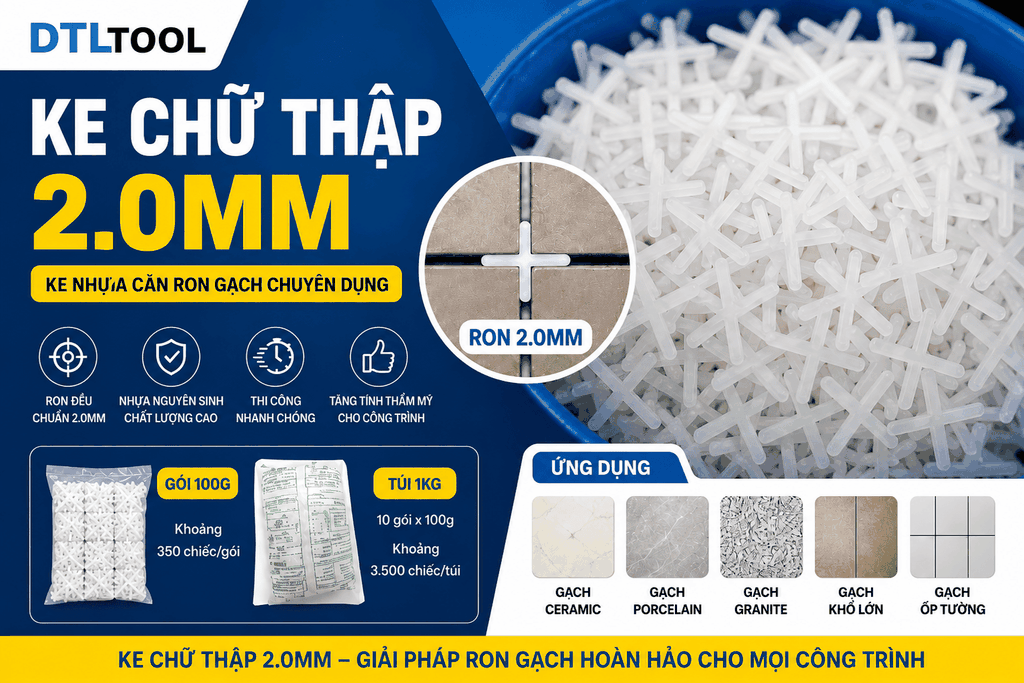 Ke Chữ Thập 2mm | Ke Nhựa Căn Ron Gạch 2mm, Ke Cộng Ốp Lát Chuyên Dụng