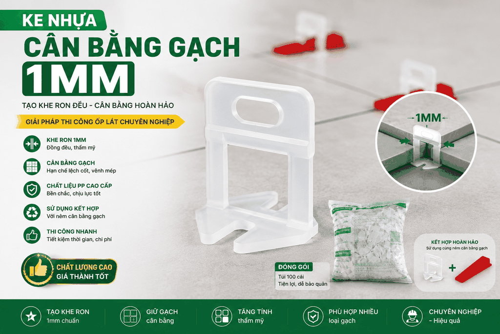 Ke Nhựa Cân Bằng Gạch 1mm Túi 1Kg | Tạo Khe Ron Chuẩn Cho Gạch Ốp Lát