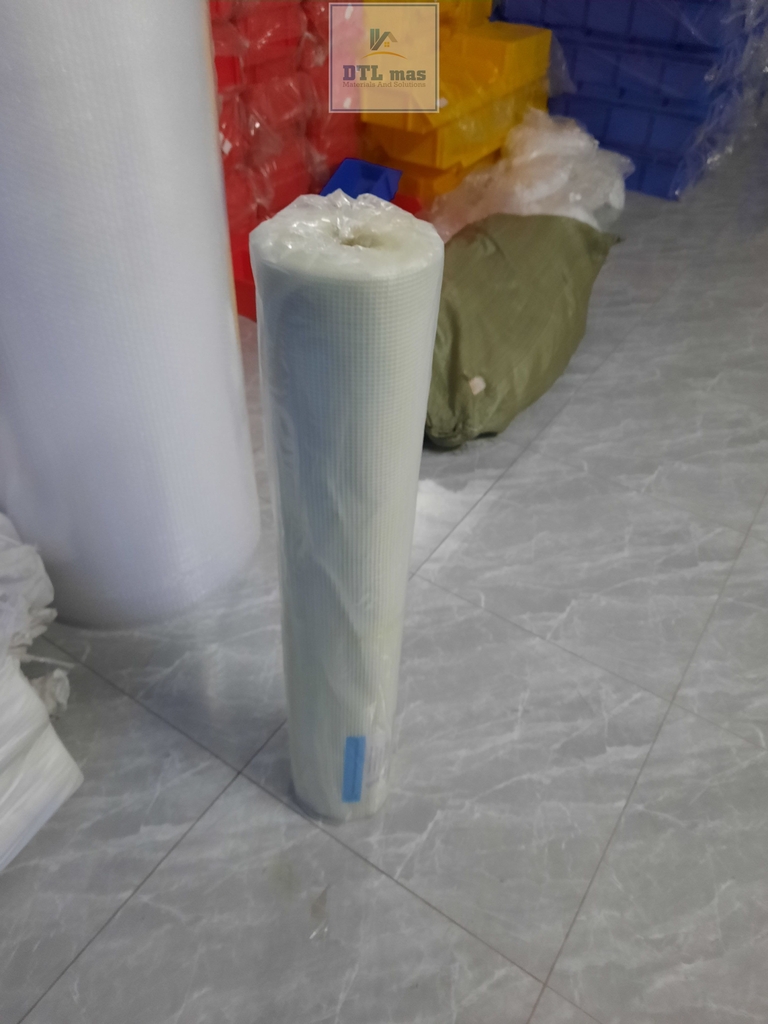 Lưới thủy tinh 5x5, tỉ trọng 120-125g/m², cuộn 1x50m VDTL - Lưới thủy tinh gia cường chống nứt cho vữa trát tường, cán nền