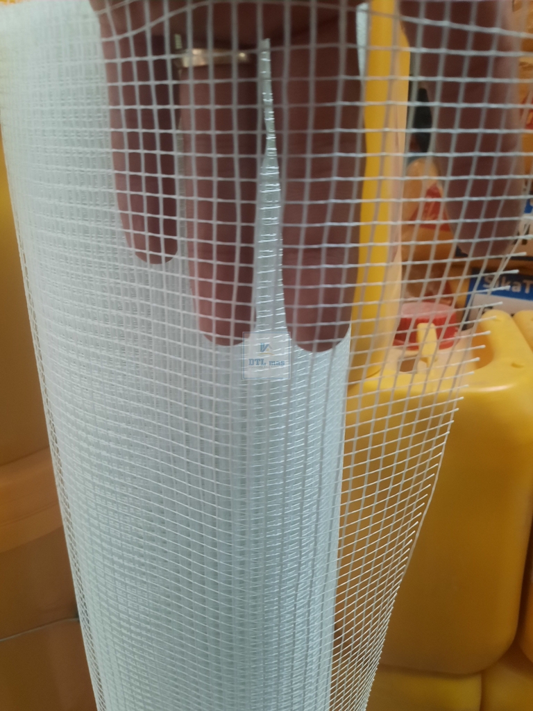 Lưới thủy tinh 5x5, tỉ trọng 60g/m², cuộn 1x50m - Lưới thủy tinh gia cường chống nứt cho vữa trát tường, cán nền