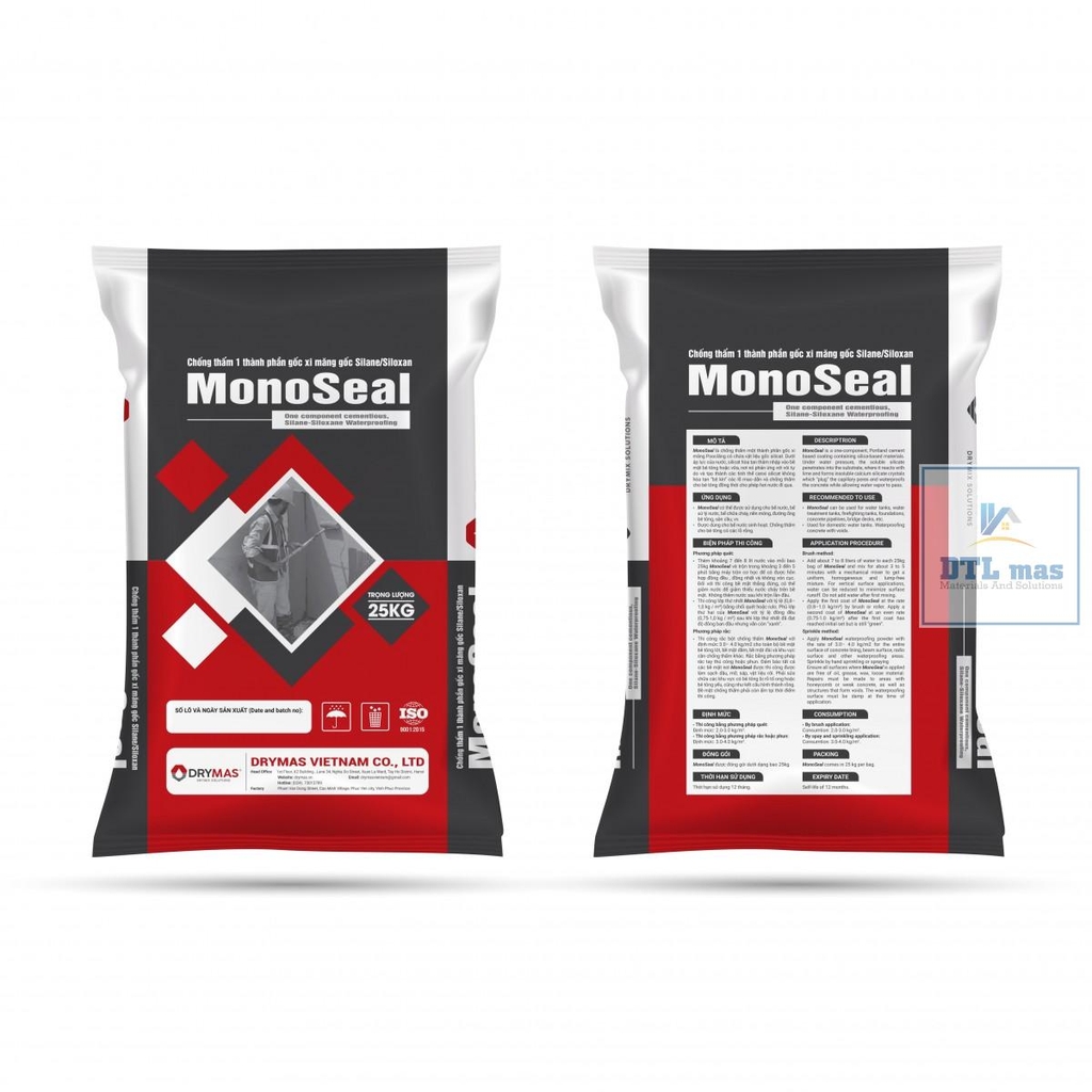 Mono Seal 25kg - Chống thấm tinh thể thẩm thấu. Dùng cho cả chống thấm thuận và nghịch