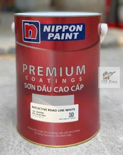 Nippon Reflective Road Line Trắng 5 Lít - Sơn kẻ vạch, sơn giao thông gốc Acrylic mau khô màu trắng