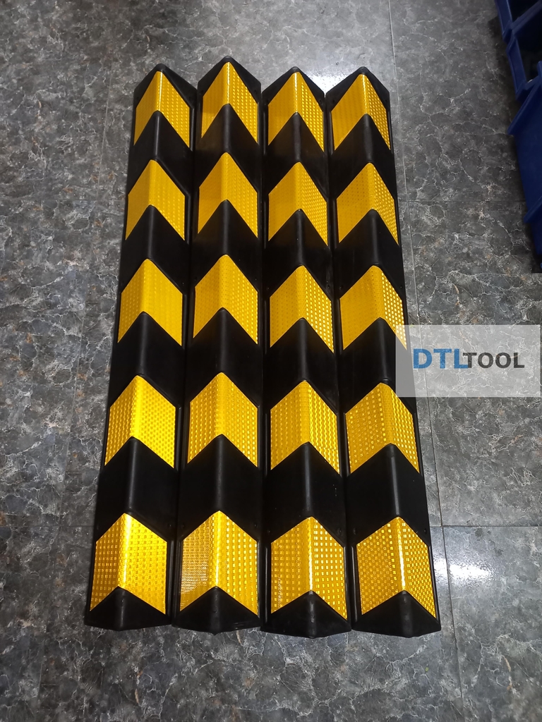 Ốp Góc Cột Cao Su Phản Quang 1000x100x10mm Vuông SDTL | Bảo Vệ Góc Cột, Góc Tường, Tầng Hầm & Bãi Đỗ Xe