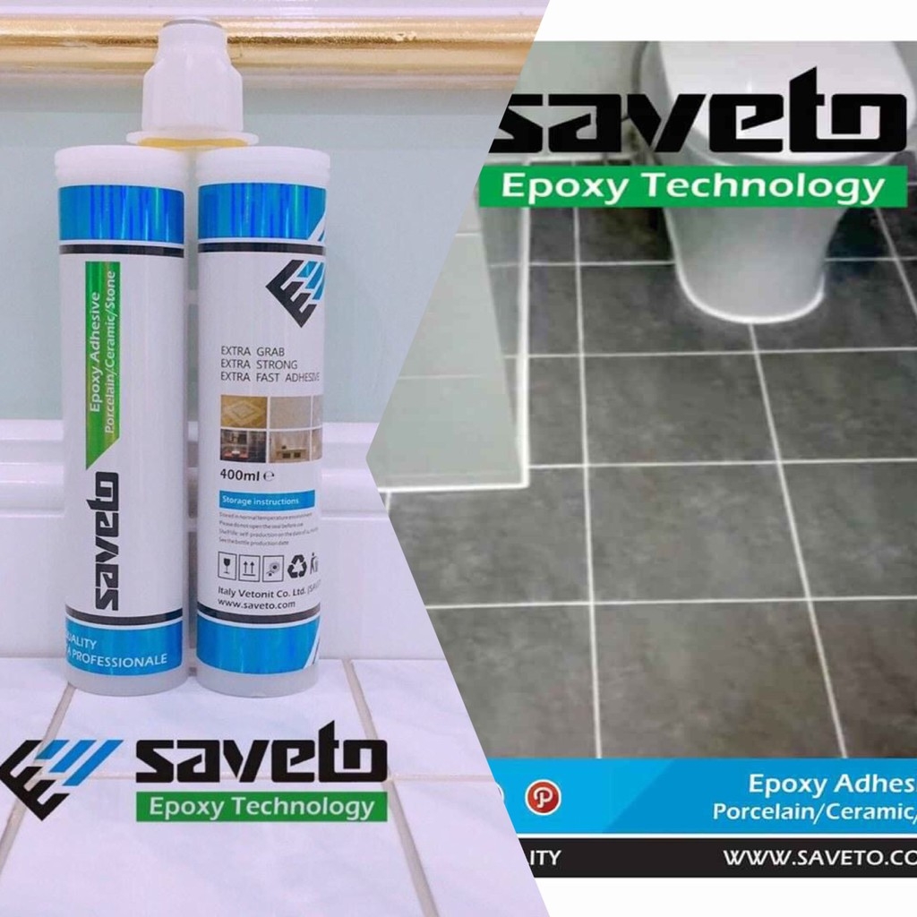 Keo Chít Mạch Gạch Đá Epoxy Saveto Indoor 400ml | 37 Màu, Chống Rêu Mốc, Chống Bám Bẩn, Bền Màu