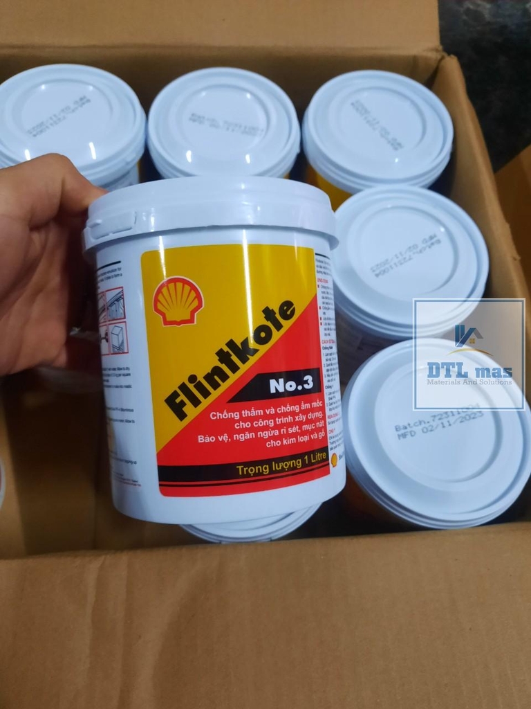 Flintkote No.3 - Lon 1 Lít. Chống thấm gốc Bitum Polymer đàn hồi một thành phần. Dùng được cho bể cá Koi, ống thép