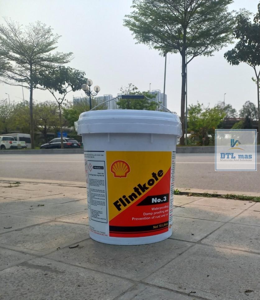 Flintkote No.3 - Thùng 18 lít. Chống thấm gốc Bitum Polymer đàn hồi một thành phần. Dùng được cho bể nước, bể cá Koi, ống thép