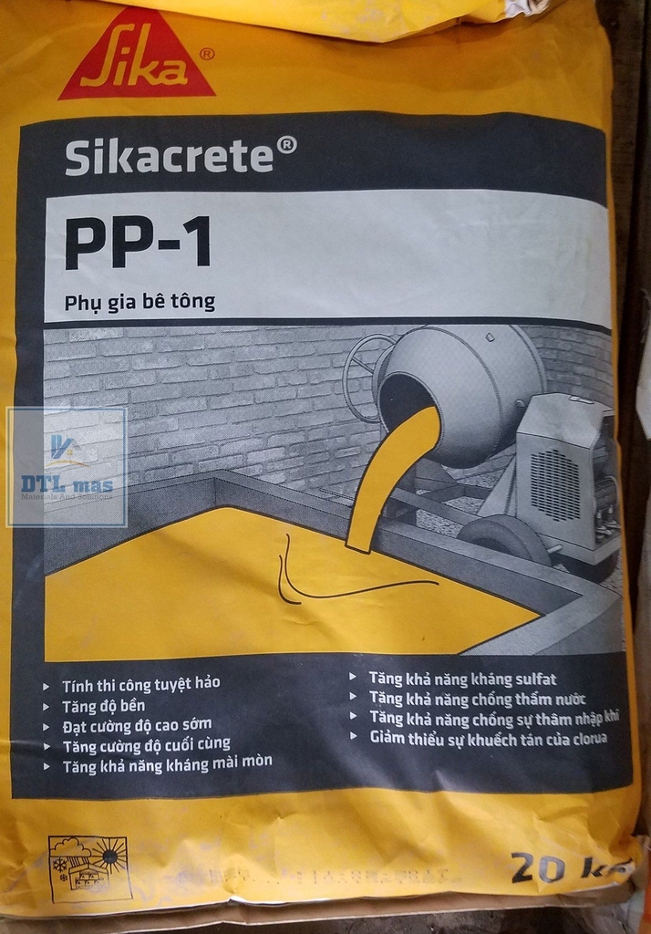 Sikacrete PP1 20Kg - Phụ Gia Bê Tông Chống Thấm Trộn Bê Tông. Bền Sulfat