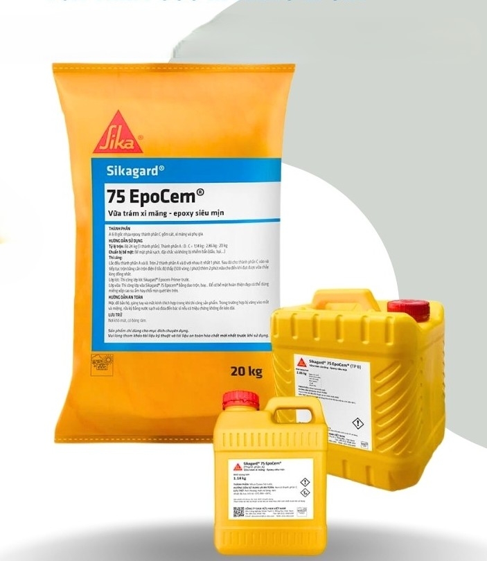 Sikagard 75 Epocem - Bộ 24kg - Vữa trám xi măng - epoxy 3 thành phần siêu mịn