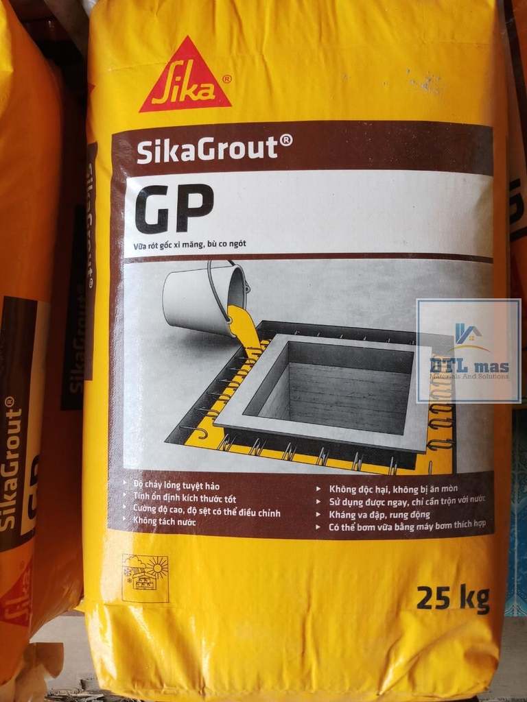 SikaGrout GP 25kg -  Vữa Rót Gốc Xi Măng, Không Co Ngót, Bơm Được, Dùng Cho Mục Đích Thông Dụng