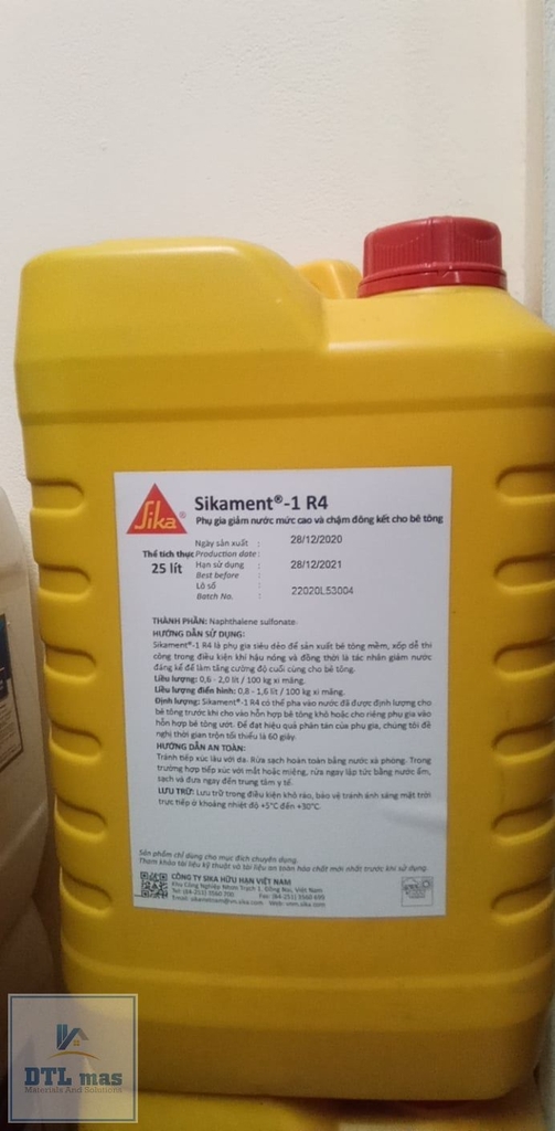 Sikament -1 R4 25L - Phụ Gia Hóa Dẻo, Giảm Nước, Tăng Cường Độ Sớm Cho Bê Tông