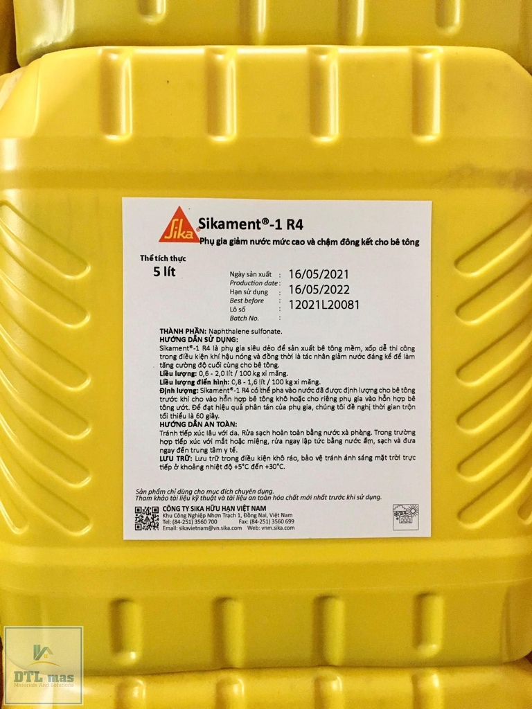 Sikament -1 R4 5L - Phụ Gia Hóa Dẻo, Giảm Nước, Tăng Cường Độ Sớm Cho ...