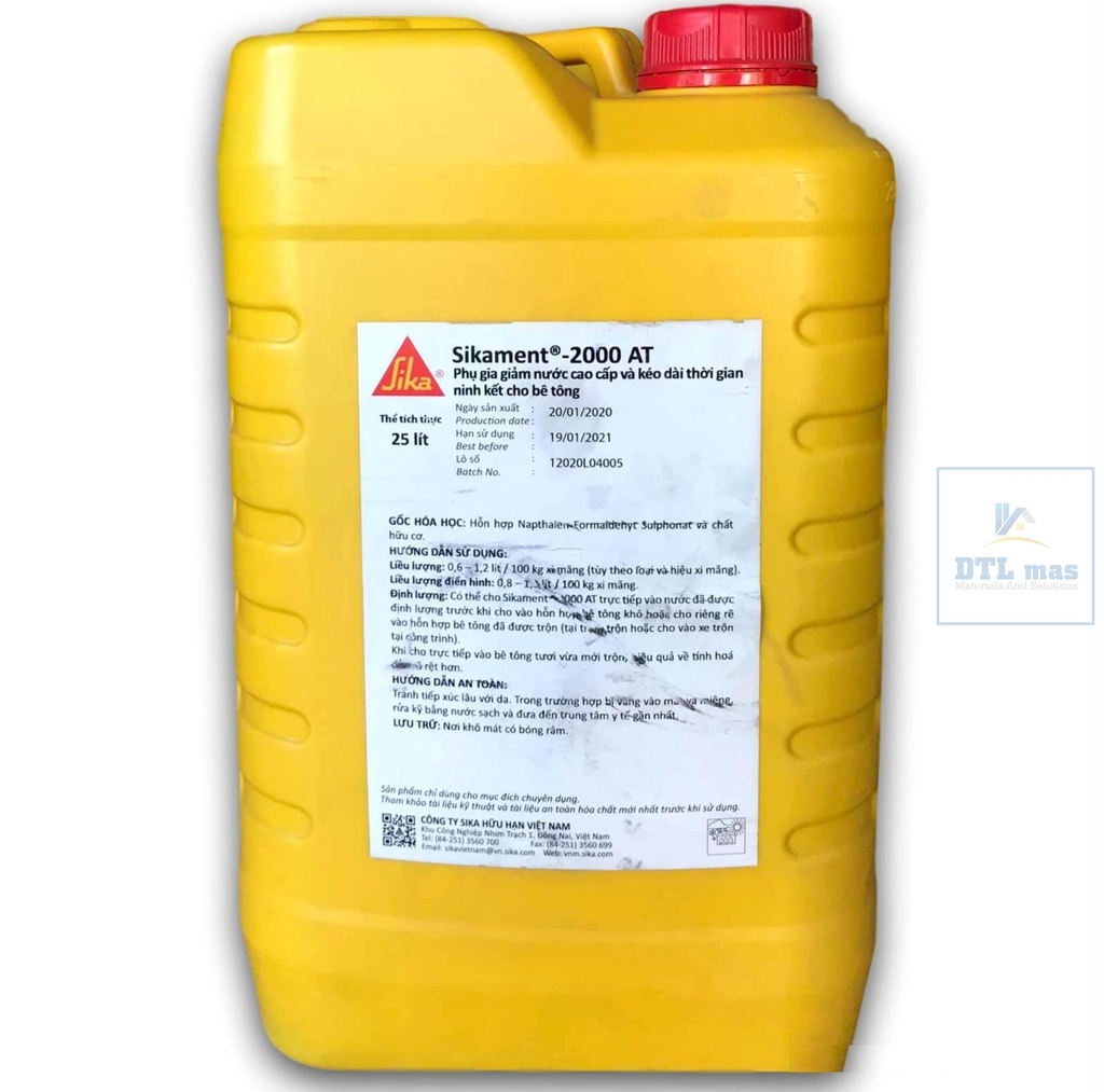 Sikament 2000 AT 25L - Phụ gia siêu hoá dẻo kéo dài thời gian đông kết cho bê tông