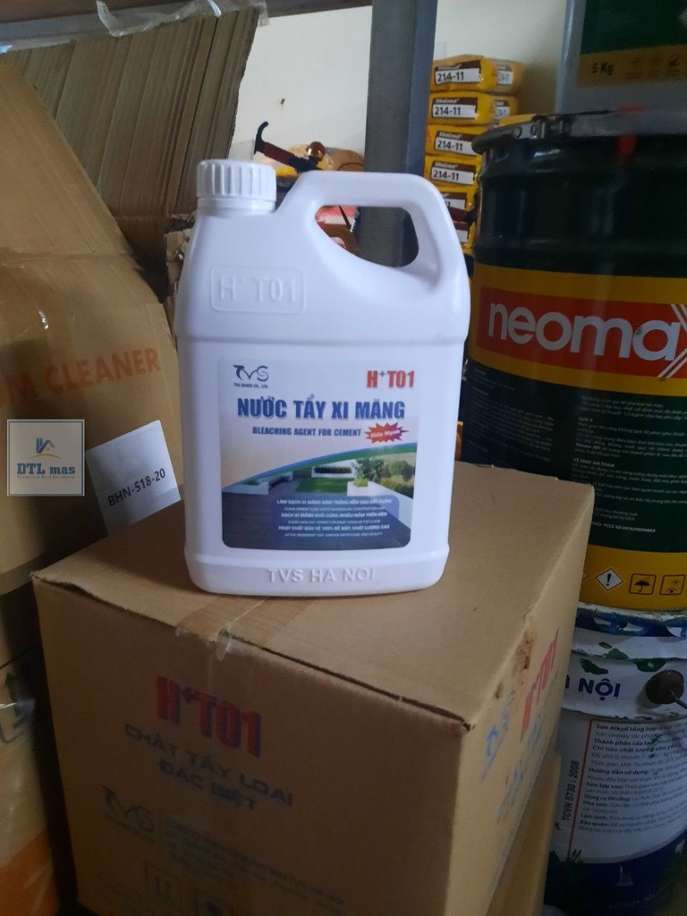 Nước tẩy xi măng HT01 can 1.8 Lít, tẩy ron gạch loại mạnh nhất tặng pad ...
