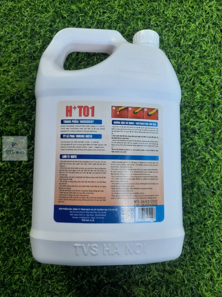 Nước tẩy xi măng HT01 can 5 Lít, tẩy ron gạch loại mạnh nhất tặng pad ...