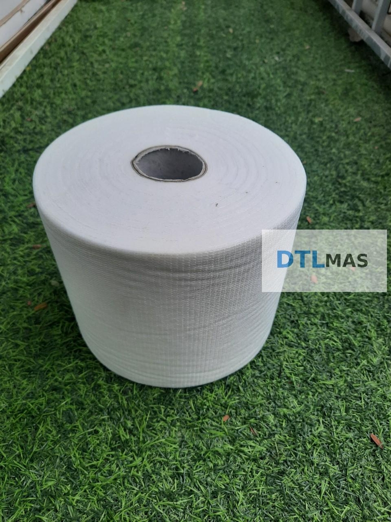 Vải Polyester có dệt khổ rộng 15cm 60 - 65g/m² VDTL. Lưới Polyester chống thấm, gia cố góc chân tường, sàn mái