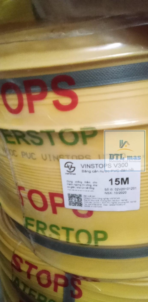 VINSTOPS V300 - Băng Cản Nước PVC Cho Khe Co Giãn, Mạch Ngừng Bê Tông - Khổ Rộng 300mm
