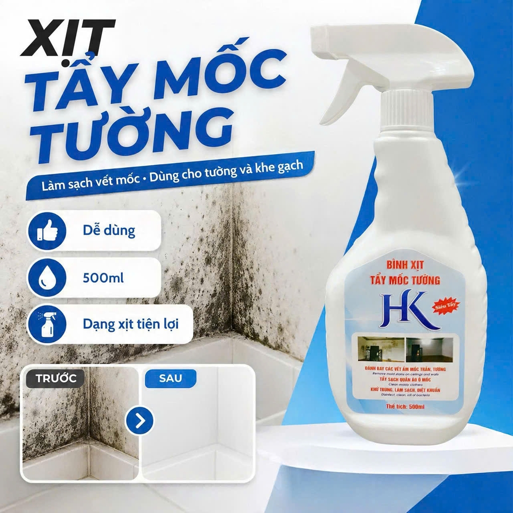 Nước Tẩy Mốc HK 500ml Dạng Xịt – Tẩy Mốc Tường, Trần, Khe Gạch