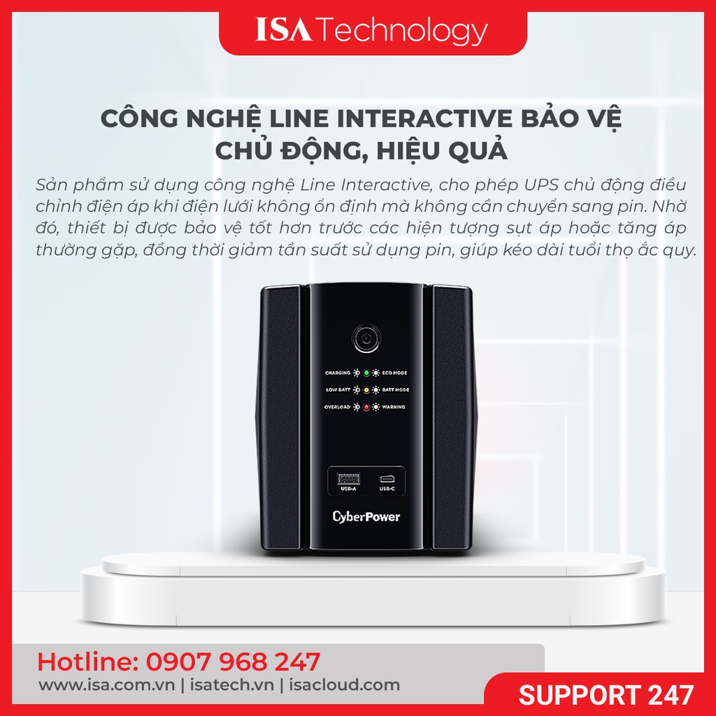 Bộ lưu điện UPS CyberPower UT1500EG (Tower/Line Interactive/1500VA/900W)