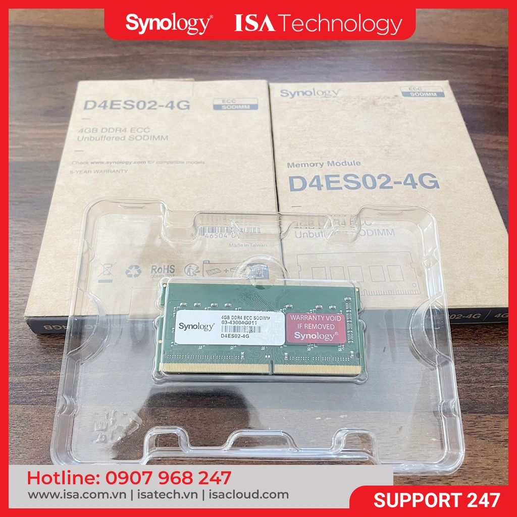 Bộ nhớ RAM Synology D4ES02 - 4G DDR4 ECC SODIMM 3200MHz dành cho Nas DS723+, DS923+ hàng chính hãng