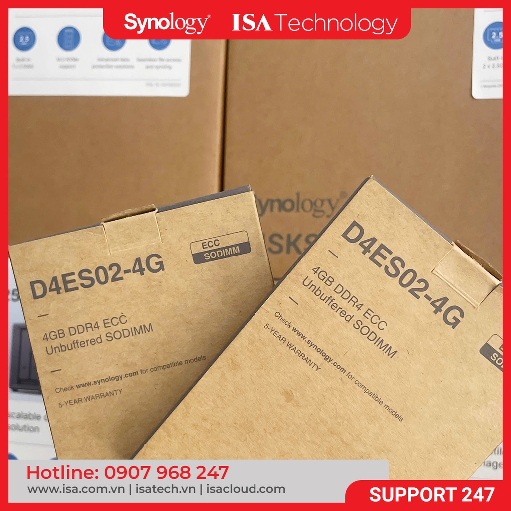 Bộ nhớ RAM Synology D4ES02 - 4G DDR4 ECC SODIMM 3200MHz dành cho Nas DS723+, DS923+ hàng chính hãng