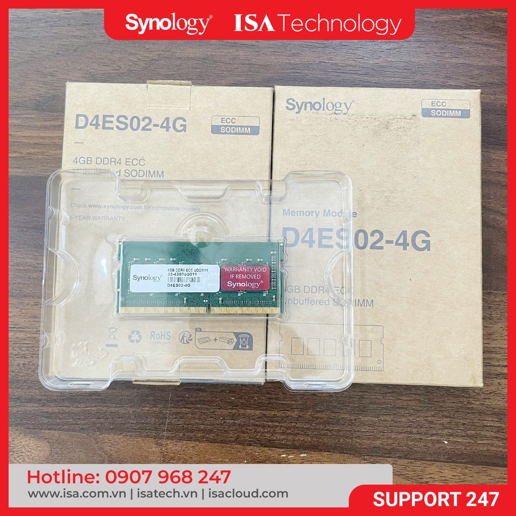 Bộ nhớ RAM Synology D4ES02 - 4G DDR4 ECC SODIMM 3200MHz dành cho Nas DS723+, DS923+ hàng chính hãng