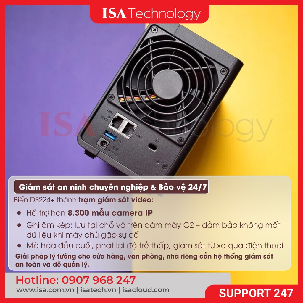 Thiết bị lưu trữ Nas Synology DS224+ 2 bay