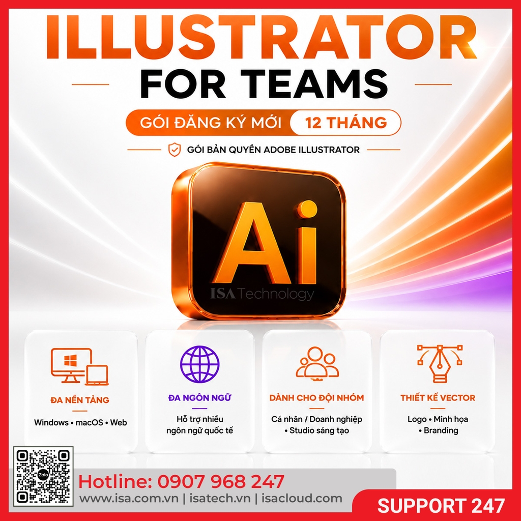 Phần mềm Illustrator for teams ALL Multiple Platforms Multi Asian Languages Subscription New 12 months